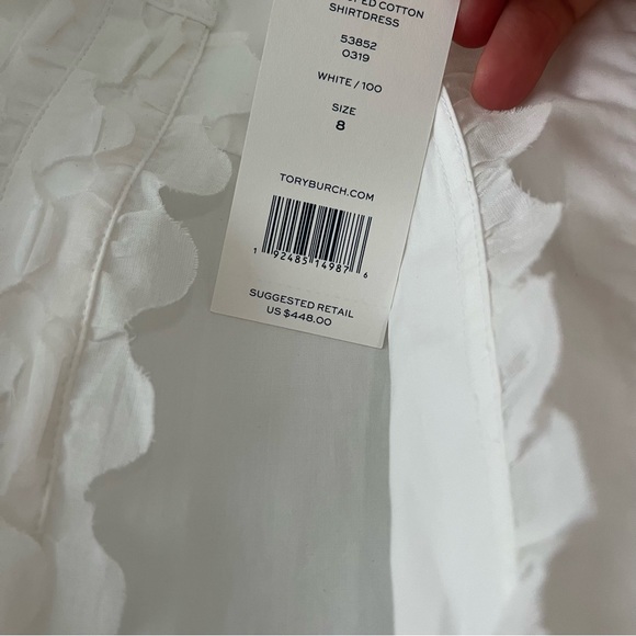 Tory Burch Scalloped Cotton Shirt Dress NWT - Picture 8 of 9